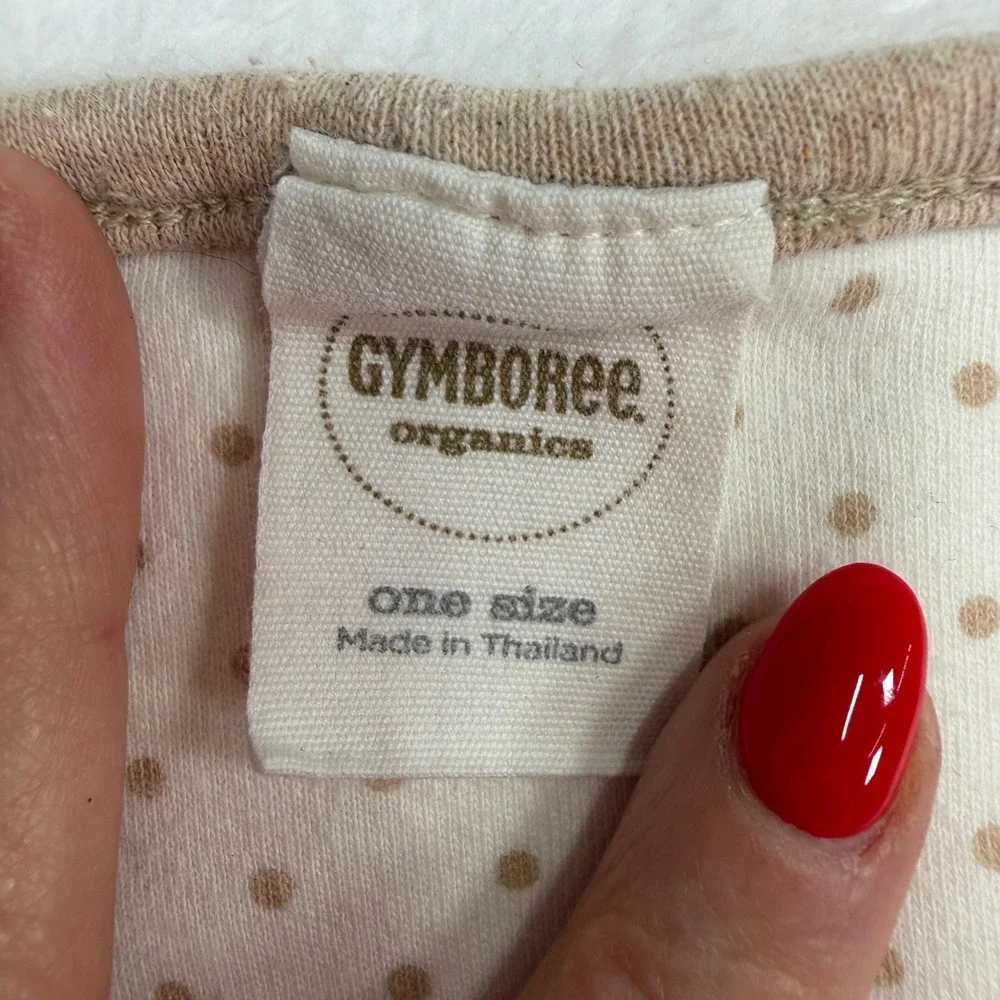 VTG Gymboree Baby Blanket Reversible Organic Cotton Bear Hug Polka Dot Cream Tan